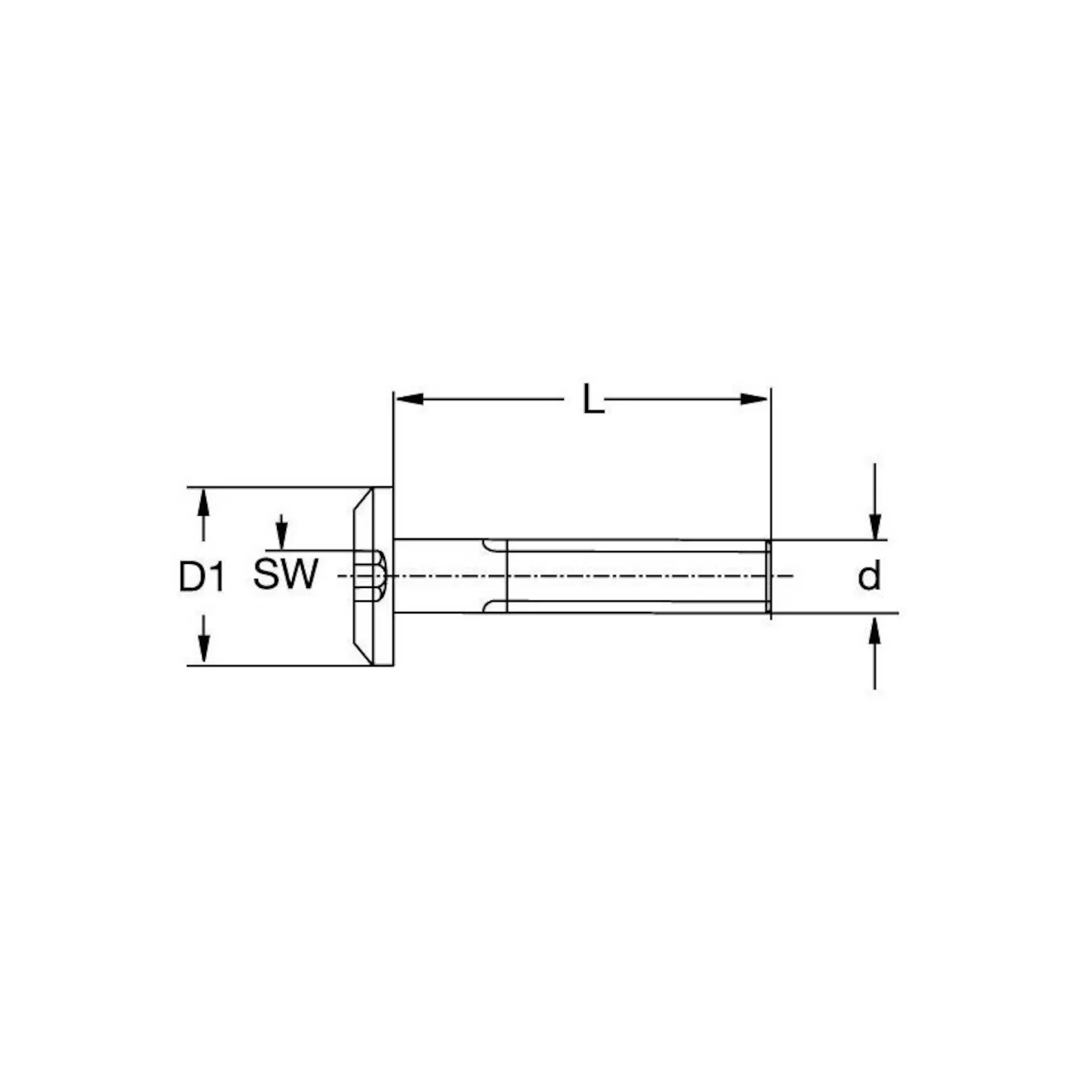Rampa skruv Type M8x25mm Svart dimensions